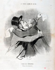 Werk von Honore Daumier (1845): Serie LES BEAUX DAYS DE LA VIE. Fusion von Unternehmen - Ausfall der Aktionäre von Honoré Daumier