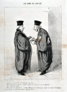 Werk von Honore Daumier (1808-1879). Charivari stammt aus dem Jahr 1845: Serie LES PEOPLES DE JUSTICE - Wie ich Ihnen wahrlich Ihren Fall gesagt habe! Wir waren schön. Wir waren schön!... es ist wirklich nur im Palais, dass wir wissen, wie man argumentiert