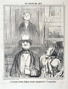Werk von Honore Daumier (1857): Serie SALON DE 1857 „Es ist immer noch schmeichelhaft, sein Porträt auf der Ausstellung zu haben“ von Honoré Daumier