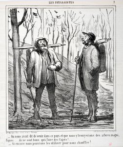 Serie „Die Landschaftsmaler“. „Uns wurde gesagt, wir sollten in dieses Land kommen und dass wir schöne Bäume finden würden... sie sind gut, um Reisig zu machen!... Wenn wir sie zum Heizen benutzen könnten!...“.
