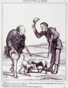 Karikatur über Jäger: Serie „Herbstskizze“: „Sir, angesichts des völligen Fehlens von Wild, bitte gewähren Sie mir die Erlaubnis, Ihren Hund zu erschießen...“