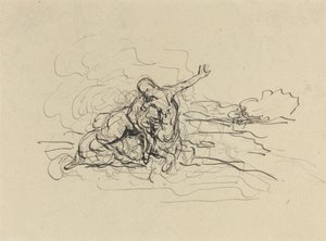 Zentaur entführt eine Frau von Honoré Daumier