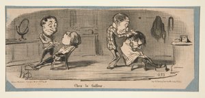 Beim Schneider, Beim Friseur, in Charivari, 3., 16. und 19. Februar 1853 von Honoré Daumier
