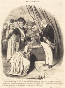 Wie im Dorf die Tugend am meisten gelobt wird... von Honoré Daumier