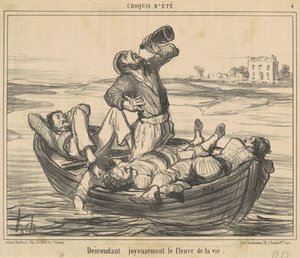 Fröhlich den Fluss des Lebens hinunter von Honoré Daumier