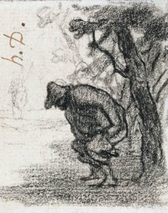 Don Quixote und Sancho Panza hinter einem Baum von Honoré Daumier