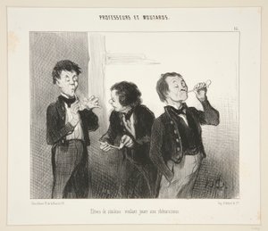 Schüler der sechsten Klasse wollen Rhetoriker spielen; #15 von Profeseurs et Moutards von Honoré Daumier