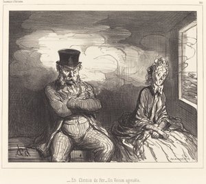 Im Zug... ein angenehmer Nachbar von Honoré Daumier