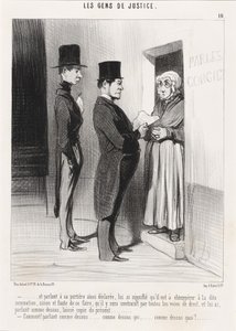 Und sprach zu ihrer Tür so erklärt... von Honoré Daumier