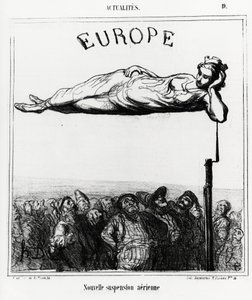 Europa: neue Luftfederung. Illustration von Honore Daumier (1808-1879), veröffentlicht in den Nachrichten, „Charivari“, datiert 7. Februar 1867 von Honoré Daumier