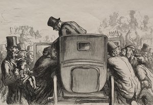 Weltausstellung: Der Fremde findet alle Annehmlichkeiten, um zu seinem Hotel zurückzukehren von Honoré Daumier