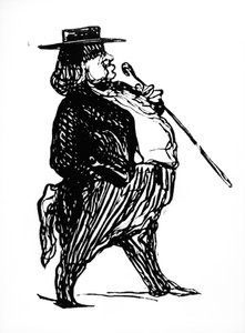 Honoré de Balzac (1799-1850) mit einem Stock, wahrscheinlich gezeichnet für das Buch 