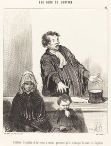 Er verteidigt die Waise und die Witwe, es sei denn... von Honoré Daumier