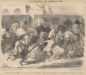 Invasion der Waggons an einem Abfahrtstag von Honoré Daumier