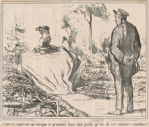 Ich würde lieber einen Orkan in meinem Garten sehen als diese verdammten Krinolinen! von Honoré Daumier