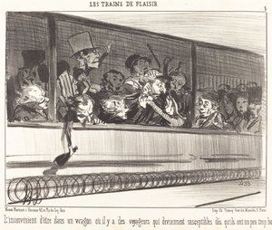 Das Unangenehme, in einem Waggon zu sein... von Honoré Daumier