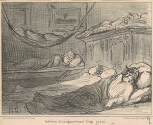 Das Innere einer zu vollgestopften Wohnung... von Honoré Daumier