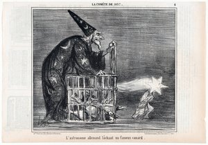 Der Komet von 1857, Der deutsche Astronom lässt eine berühmte Ente los, aus Le Charivari, veröffentlicht 1858 von Honoré Daumier