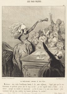 Die Präsidentin schreit aus vollem Hals: Meine Damen!... von Honoré Daumier