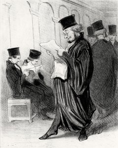 Anwalt Chabotard beim Lesen eines juristischen Journals mit einem Lob auf sich selbst, 1846 von Honoré Daumier