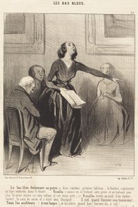 Die Blaustrumpf deklamiert ihr Stück von Honoré Daumier