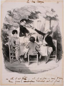 Die guten Bürger - Ah! Es ist frisch... Aber halt, Junge von Honoré Daumier