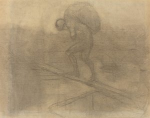 Mann, der einen Sack trägt von Honoré Daumier