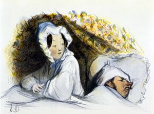 Mann und Frau im Bett: „Unartiger Schläfer! Geh...“, „Geschichte der erotischen Kunst“ von Edouard Fuchs, Berlin