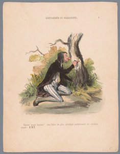 Mann schnitzt Initialen in eine Baumrinde