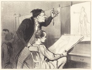 Schwierige und heikle Mission des Zeichenlehrers... von Honoré Daumier