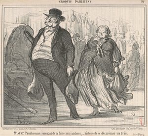 Herr und Frau Prudohomme kehren von der Messe zurück... von Honoré Daumier