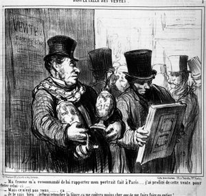 Meine Frau hat mir empfohlen, ihr mein Porträt aus Paris mitzubringen... Ich habe diese Gelegenheit genutzt, um dieses hier zu kaufen... -Aber das bist nicht du... - Ich weiß das, ich lasse das Gesicht retuschieren, es wird mich weniger kosten, als es mach von Honoré Daumier