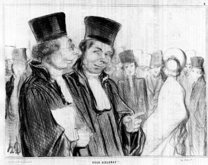 Pariser Typ, alter Schurke!!, Karikatur von Honore Daumier (1808-1879). „Charivari“ von Honoré Daumier