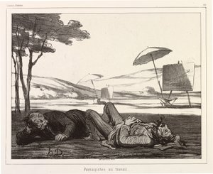 Landschaftsmaler bei der Arbeit (Paysagistes au travail) von Honoré Daumier