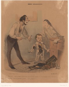 Kleinkind hat Tintenfass über seine Kleidung geschüttet von Honoré Daumier