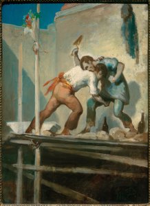 Raufende Maurer von Honoré Daumier