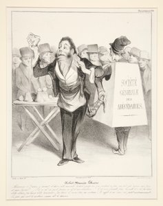 Robert-Macaire Buchhändler, pl. 14 aus der Serie Caricaturana im Album Les Robert Macaires von Honoré Daumier