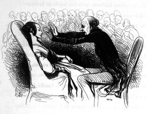 Szene der Hypnose in Paris, um 1850 (Stich) von Honoré Daumier