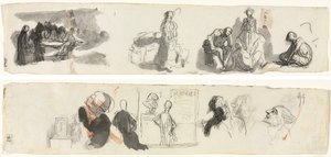 Blatt mit Studien einer Gruppe von vier Figuren rechts (recto) Skizzen verschiedener Figuren (verso)