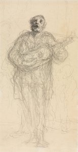 Singender Gitarrist (recto) von Honoré Daumier