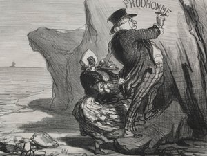 Der gute Bourgeois, Platte 3: Ich möchte ein unvergängliches Denkmal unseres Besuchs hinterlassen..., 1854 von Honoré Daumier