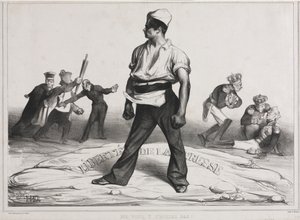 Die monatliche Vereinigung (Tafel 20): Misch dich nicht ein! von Honoré Daumier