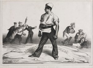Die Monatliche Vereinigung, Platte 20: Misch dich nicht ein!, 1834 von Honoré Daumier