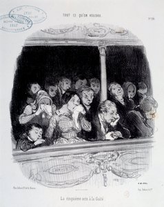 Der fünfte Akt hat die Gaite. Gesichtsausdrücke des Publikums während der Vorstellung (Langeweile, Müdigkeit, Desinteresse) Karikatur von Honoré Daumier (1808-1879). 19. Jahrhundert Paris, Musée Carnavalet von Honoré Daumier