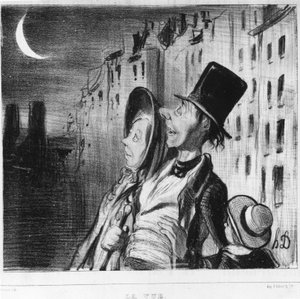 Die Aussicht: Serie aus „Cinq sens“ von Honore Daumier. „Charivari“ von Honoré Daumier