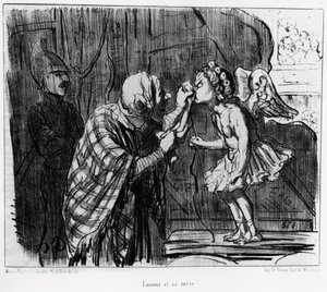 Theaterskizze: Liebe und Mutter. Illustration von Honoré Daumier (1808-1879), veröffentlicht in den Nachrichten in Charivari, datiert 19. Dezember 1853 von Honoré Daumier