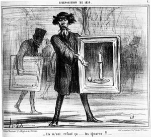Sie haben mich abgelehnt... die Ignoranten!!... , aus „Gemälde und Salons“, Karikaturenserie von Honore Daumier (1808-1879). „Charivari“