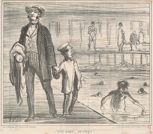 Tiens papa! ... ein Affe! ... von Honoré Daumier