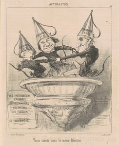 Drei Heilige im selben Weihwasserbecken von Honoré Daumier