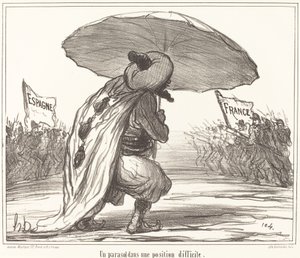 Ein Sonnenschirm in einer schwierigen Position von Honoré Daumier